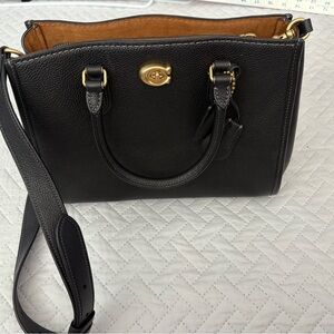Coach Black Leather Shoulder Bag with Gold Hardware